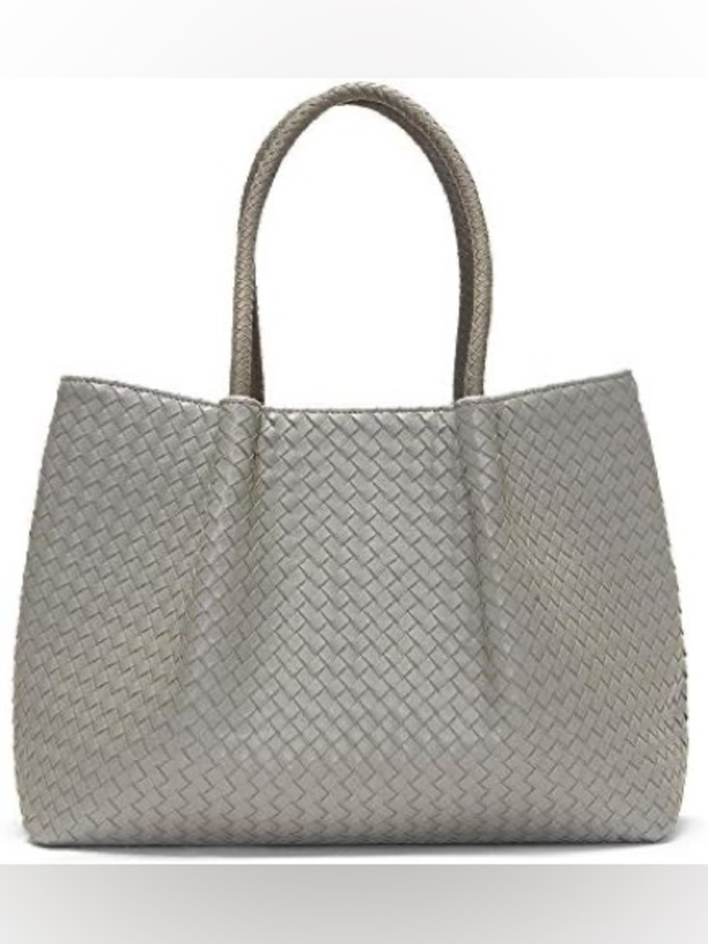 Woven Tote Bag in Light Gray - Women's Everyday Carryall